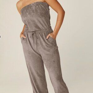 iconic Tropez Jumpsuit Beyond Yoga terry jumpsuit in rare color, Turquoise